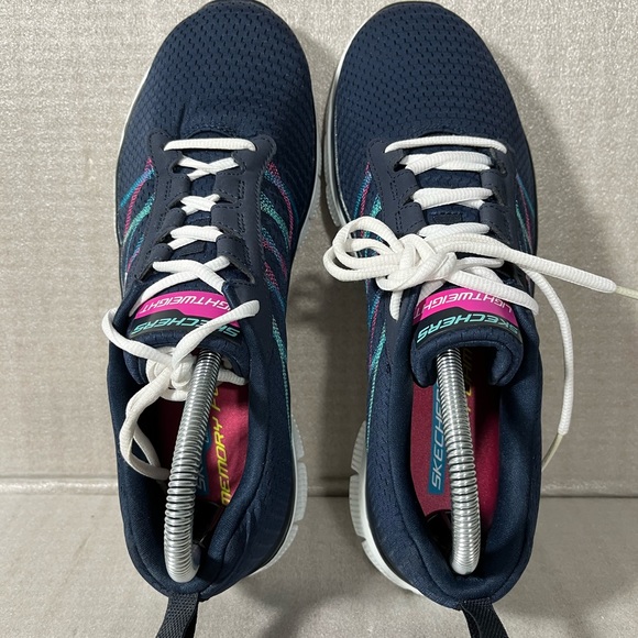 Skechers Lightweight Memory Foam Navy Lace-up Women's Sneakers Size 10 - Picture 3 of 8